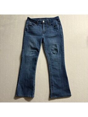 Seven7 Tummy Less Bootcut Jeans Womens 12 Blue Denim Stretch Mid Rise Crop